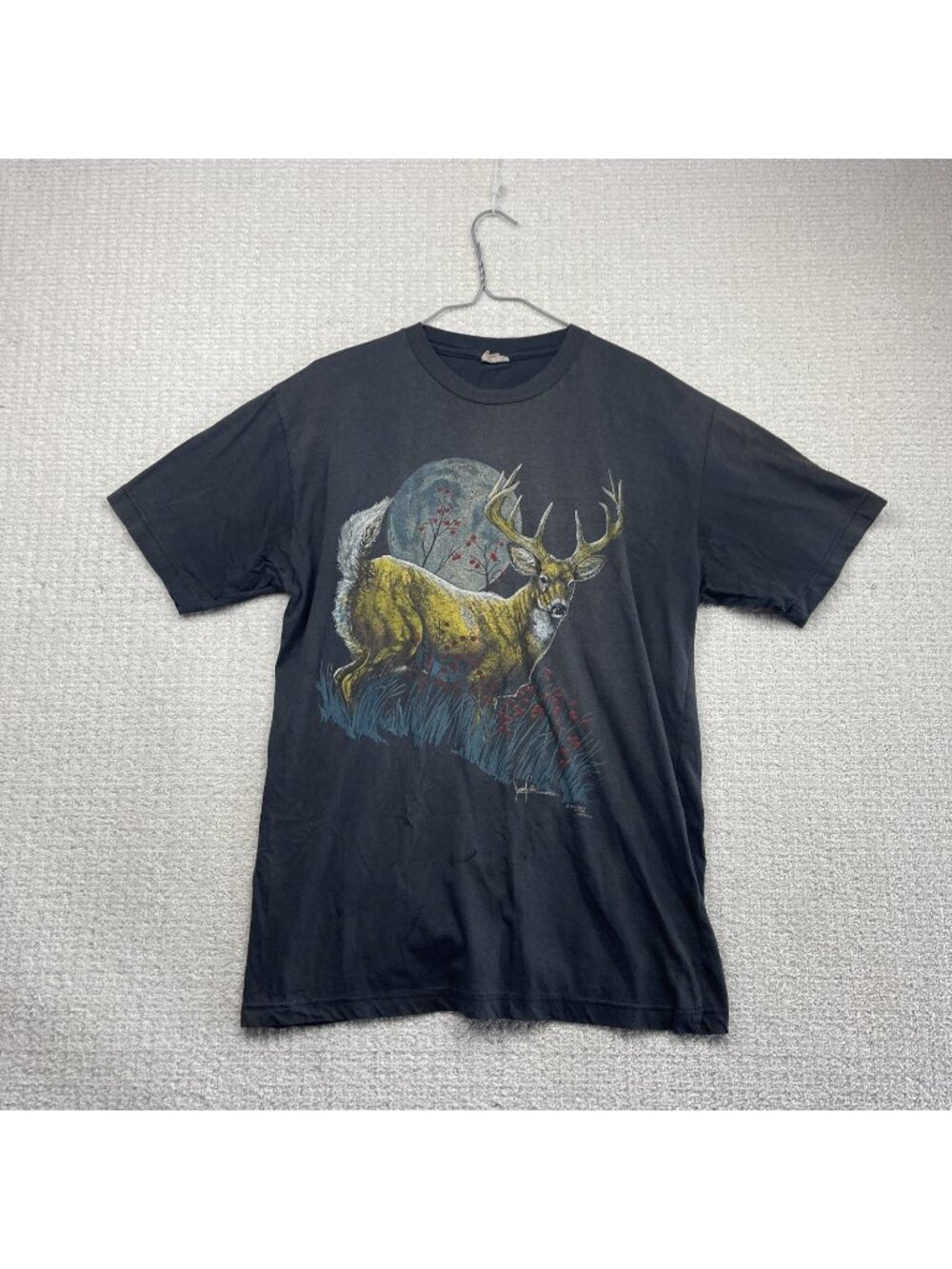 VTG Harlequin Animal Shirt Wildlife Moon Deer Graphic Tee 1990s Size XL Canada